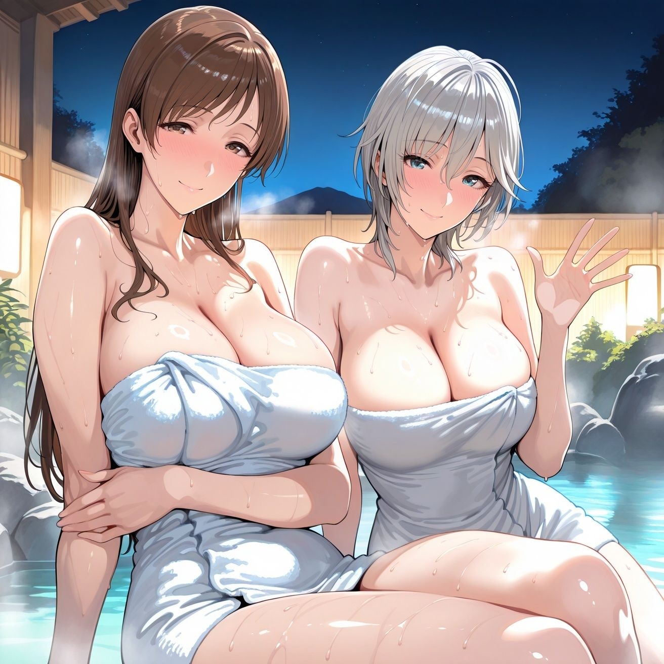 新○美○＆アナ○タシアin温泉 1枚目