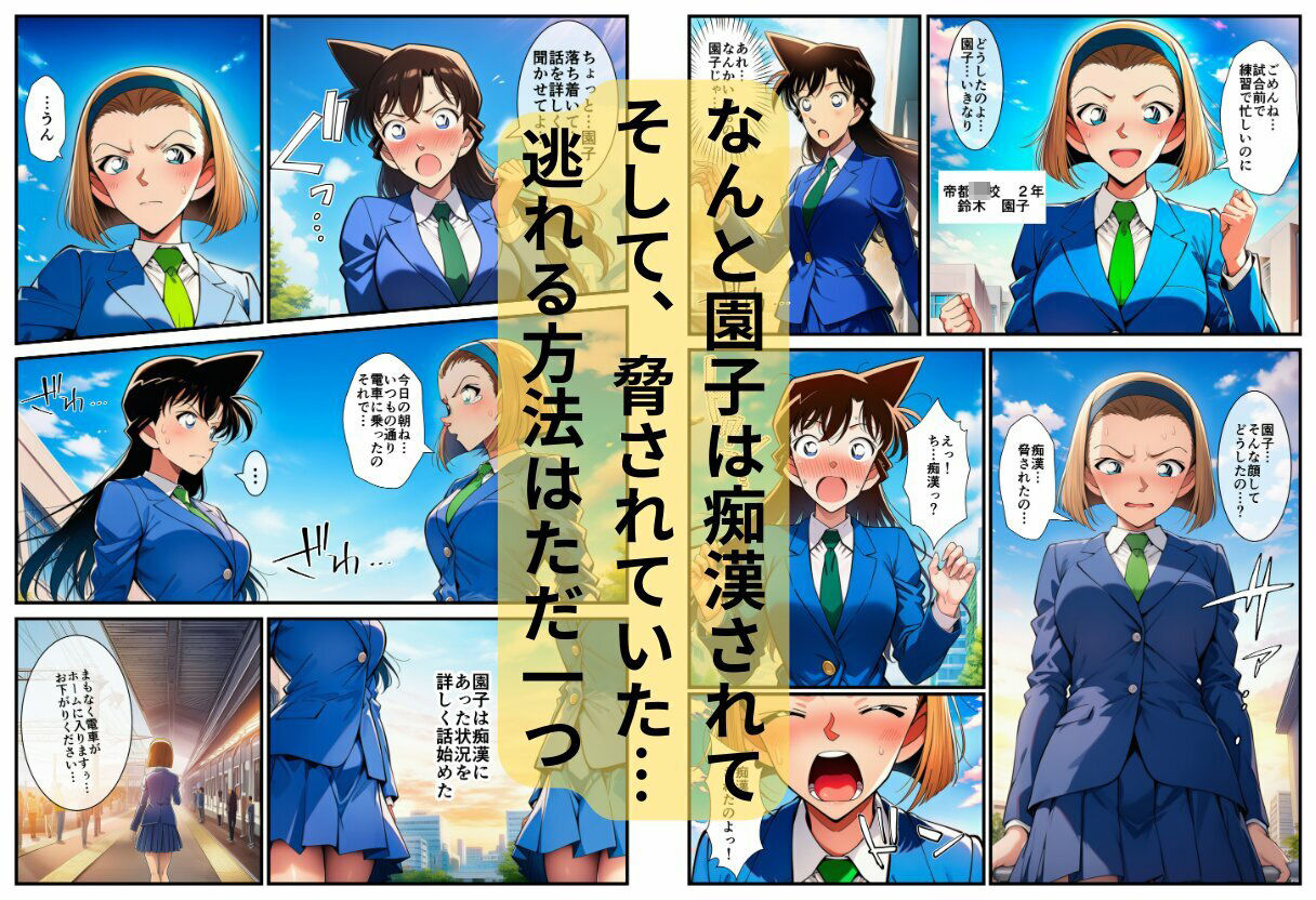 【痴●電車】制服の蘭姉ちゃんが脱がされてセックスする話 2枚目
